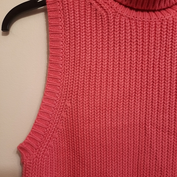 Michael Michael Kors Cotton Blend Sleeveless Turtleneck Sweater In Camila Rose - Picture 4 of 11